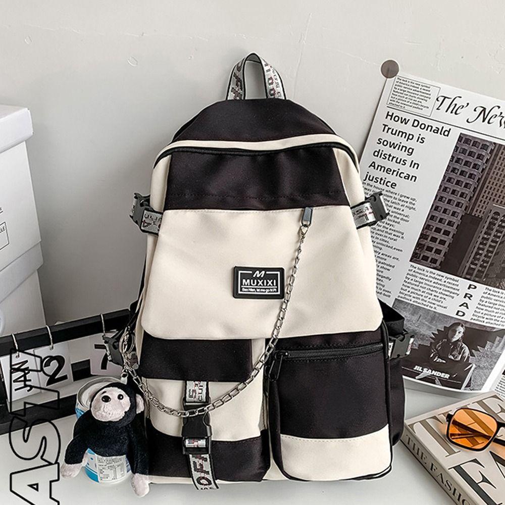 Fallforbeauty Ba Lô Đeo Vai Cỡ Lớn Bằng Nylon Hình Búp Bê Khỉ Phong Cách Hàn Quốc Có Thể Điều Chỉnh Cho Thanh Thiếu Niên