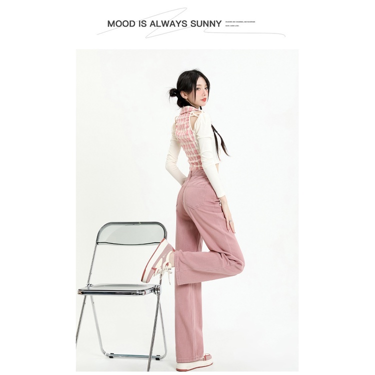 Quần jean nữ SUXI ống rộng lưng cao tôn dáng
