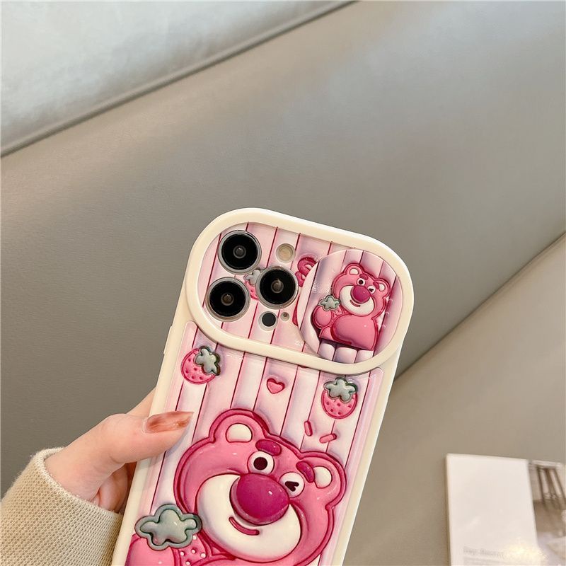 Ốp Điện Thoại Hình Gấu Dâu Tây Cho Iphone 11promax 12 13promax 14pro 13 / 14 11 / 12promax 7plus 8plus xsmax
