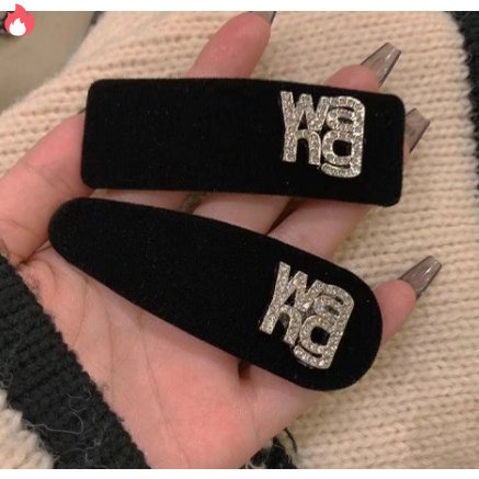 Kẹp Tóc Nhung Đen Họa Tiết Chữ Tiếng Anh Cổ Điển Thời Trang Cho Nữ