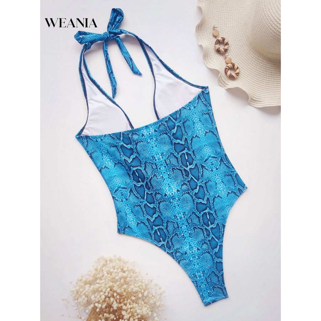 Weania Đồ Bơi Một Mảnh Hở Lưng In Họa Tiết Da Rắn Rỗng Cho Nữ