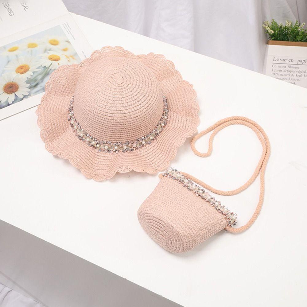 Layor1 Mũ Rơm Panama Mùa Hè 5 Màu Tùy Chọn Kèm Túi Xách Cho Bé