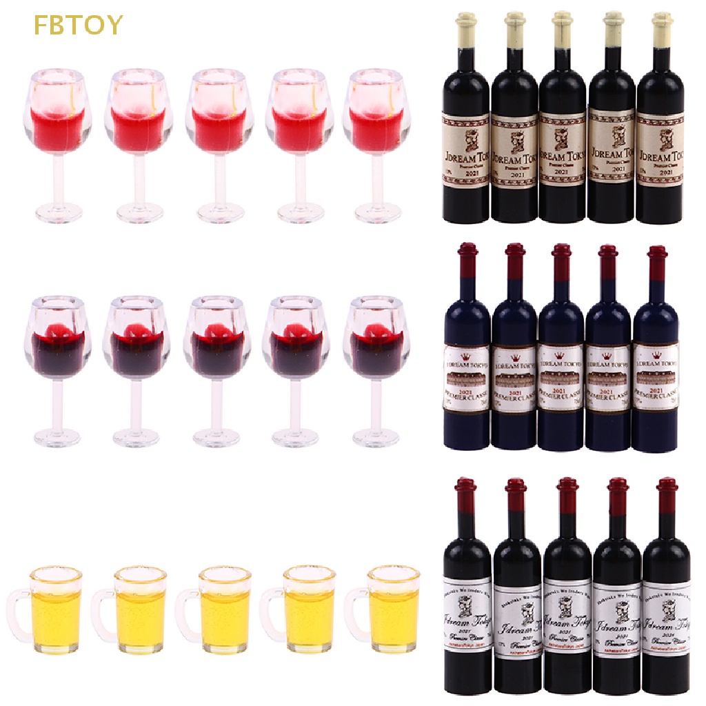 Bộ 5 Ly Rượu / Bia Mini Tỉ Lệ 1: 12 Dùng Trang Trí Nhà Búp Bê