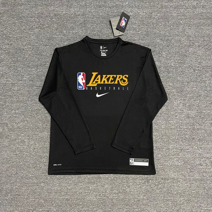 Áo Thun Bóng Rổ Tay Dài In Chữ Lakers Phối Lưới Nhanh Khô Giữ Ấm Tiện Dụng
