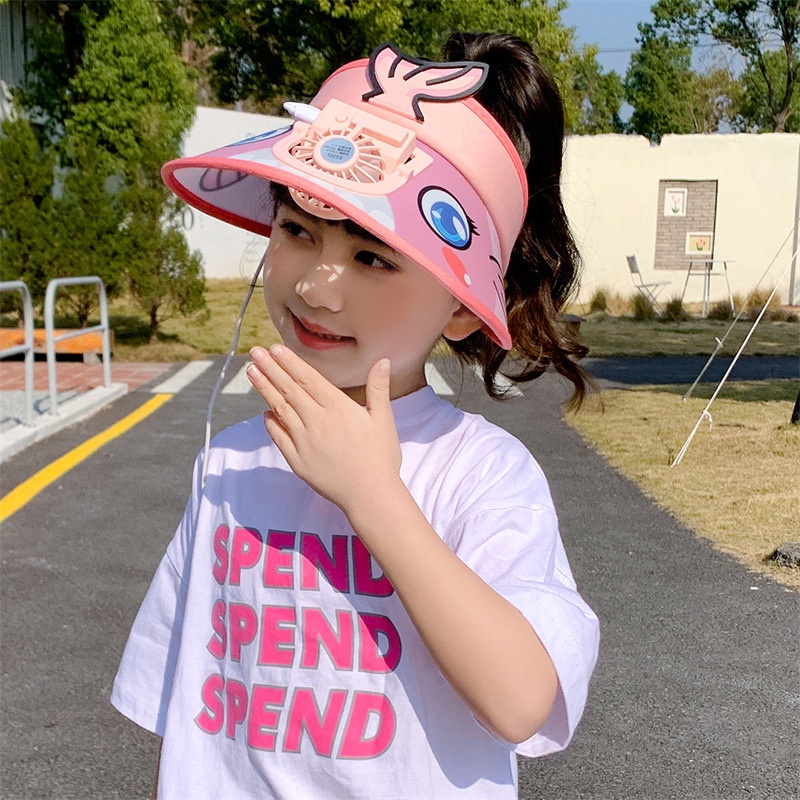 Mũ Chống Nắng Mùa Hè Vành Rộng Có Quạt Sạc USB Cho Bé Trai Và Bé Gái