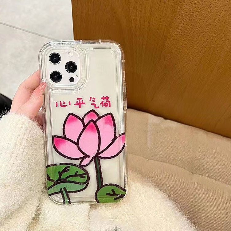 Ốp Điện Thoại TPU Dẻo Trong Suốt Họa Tiết Hoa Sen Xinh Xắn Cho IPhone 11 12 13 14 Pro Max 7 8 Plus X XS XR 6 6S SE 2020