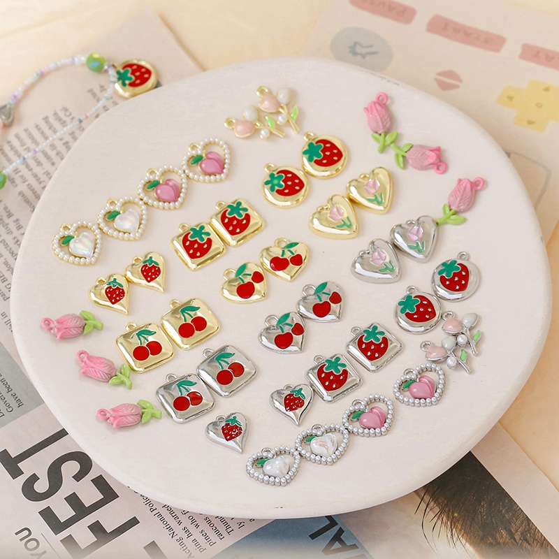 Hạt Xỏ Vòng Tay / Dây Chuyền Bằng Hợp Kim Hình Hoa Đào Ngọt Ngào DIY