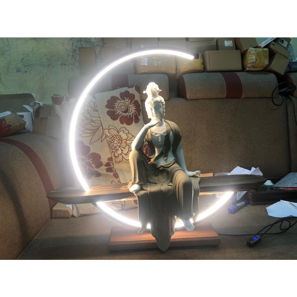 Kệ đèn led đặt tượng bán nguyệt thế hệ mới đủ size 30cm 40cm và 50cm- Kệ đèn decor tượng phật tiểu cảnh