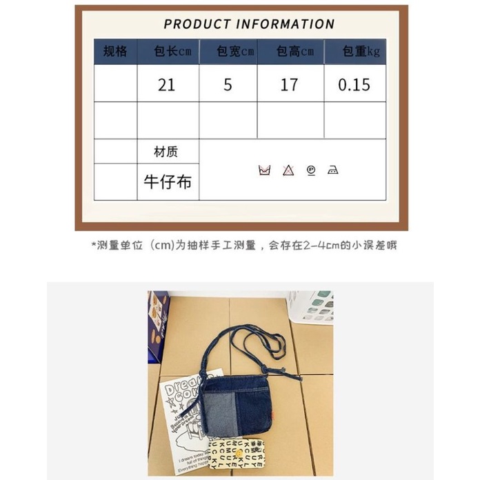 Túi Đeo Chéo Vải Jean Phong Cách Hàn Quốc Thời Trang Cho Nữ