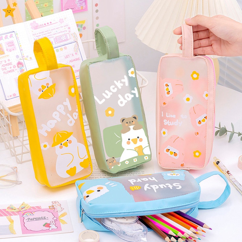 Bóp Viết Dạng Lưới Trong Suốt Nhiều Màu Sắc Chất Lượng Cao Cho Học Sinh JP6