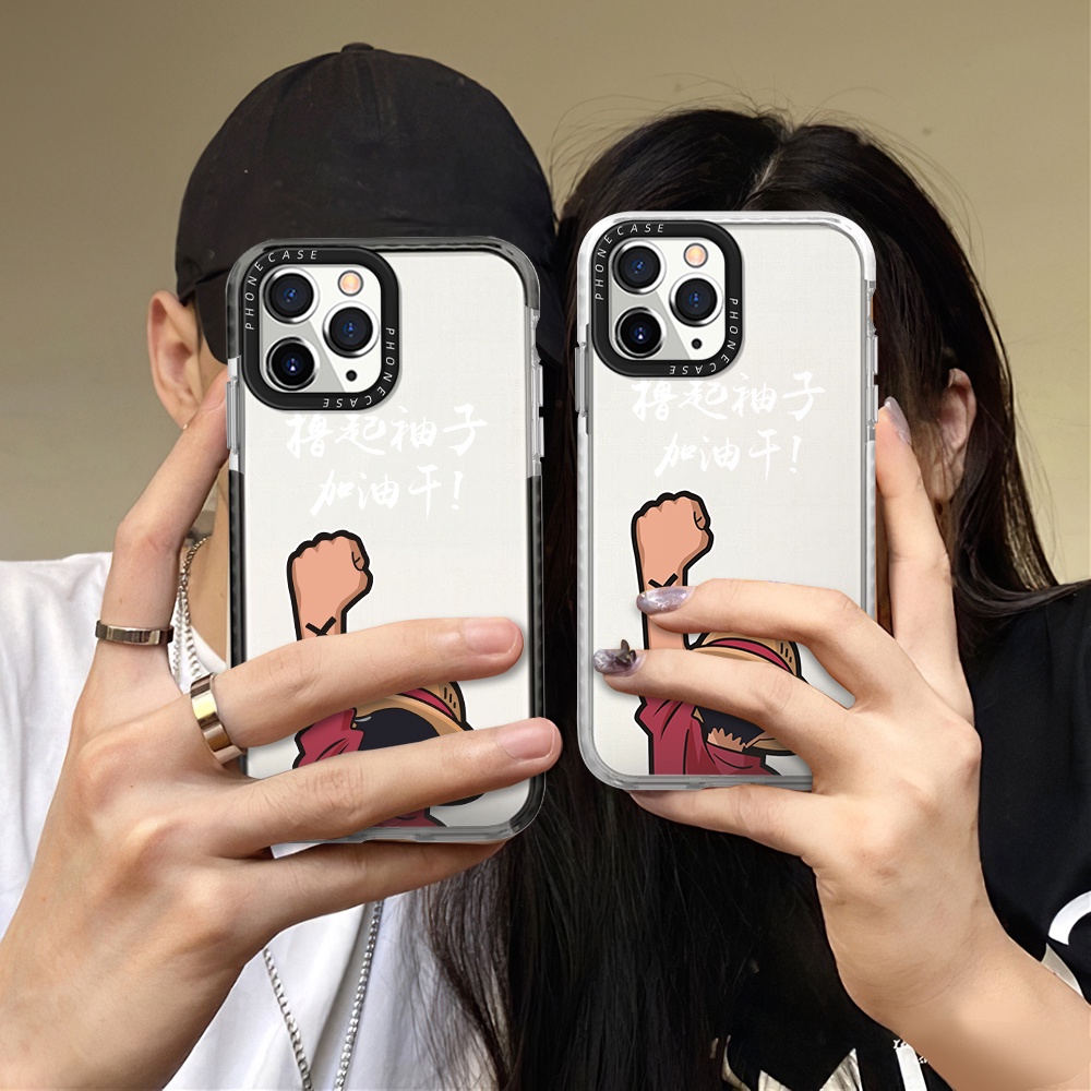 Cute One Piece Luffy Design Phone Case Compatible For iPhone 14 13 12 Mini 11 Pro Max XR X XS 7 8 Plus Thicken Shockproof Frame Soft Silicone Clear Cover
