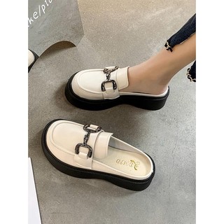 Giày sục nữ quai xích da mềm đế 4 cm