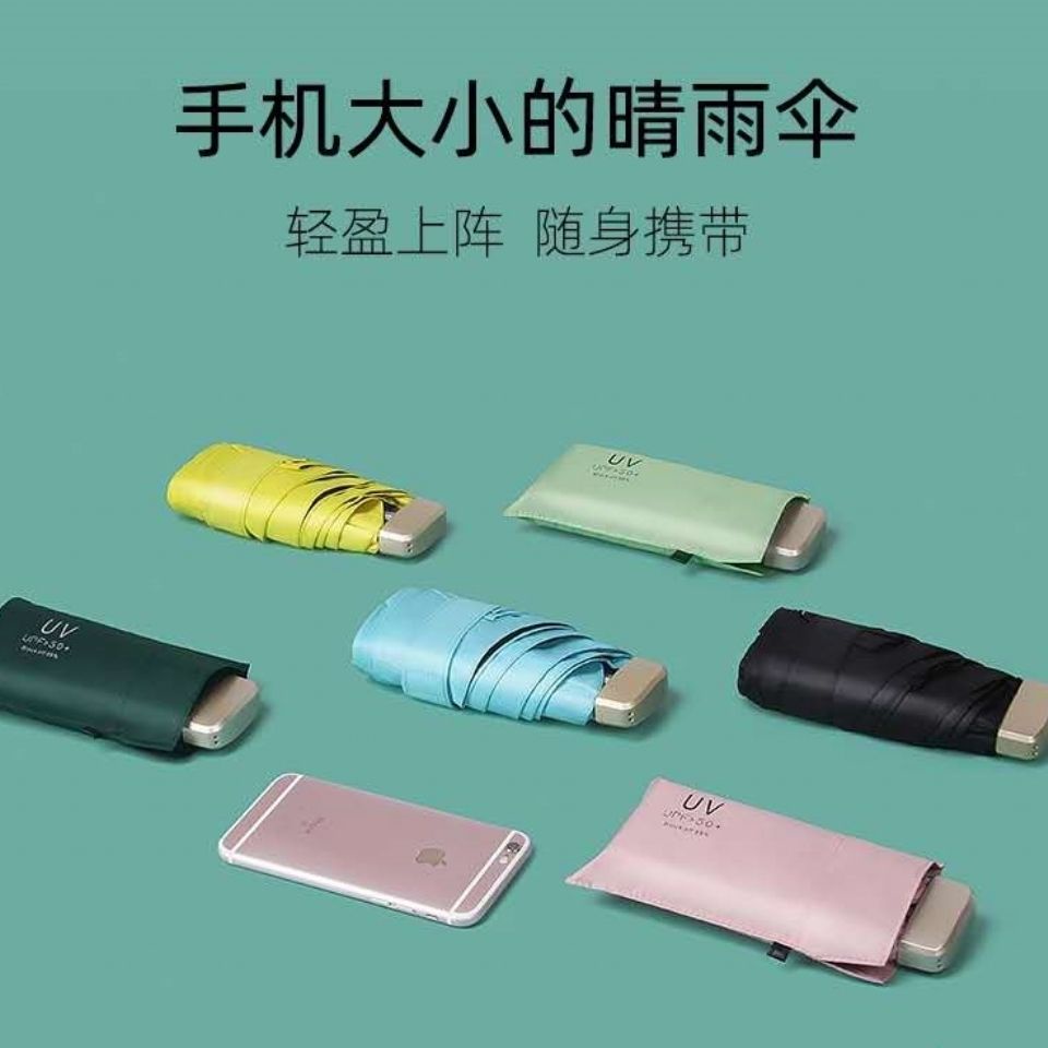 Dù Che Mưa Nắng Mini 50% Siêu Nhẹ Thiết Kế Bỏ Túi Tiện Dụng Cho Nam Và Nữ