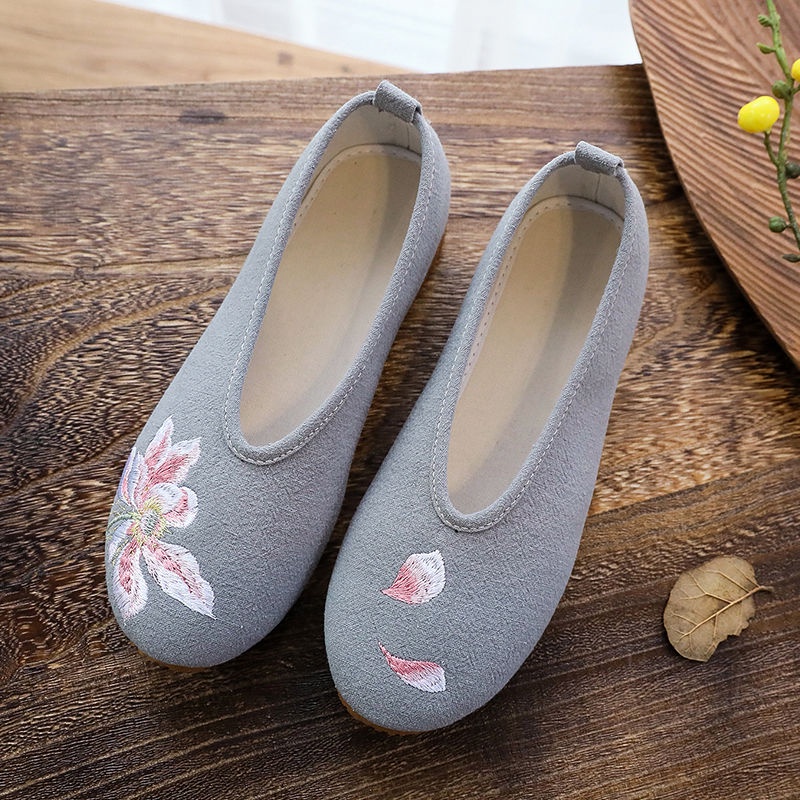 Giày Vải Oxford Đế Bằng Thêu Họa Tiết Thổ Cẩm Màu Sắc Thời Trang Xuân Thu Cho Nữ