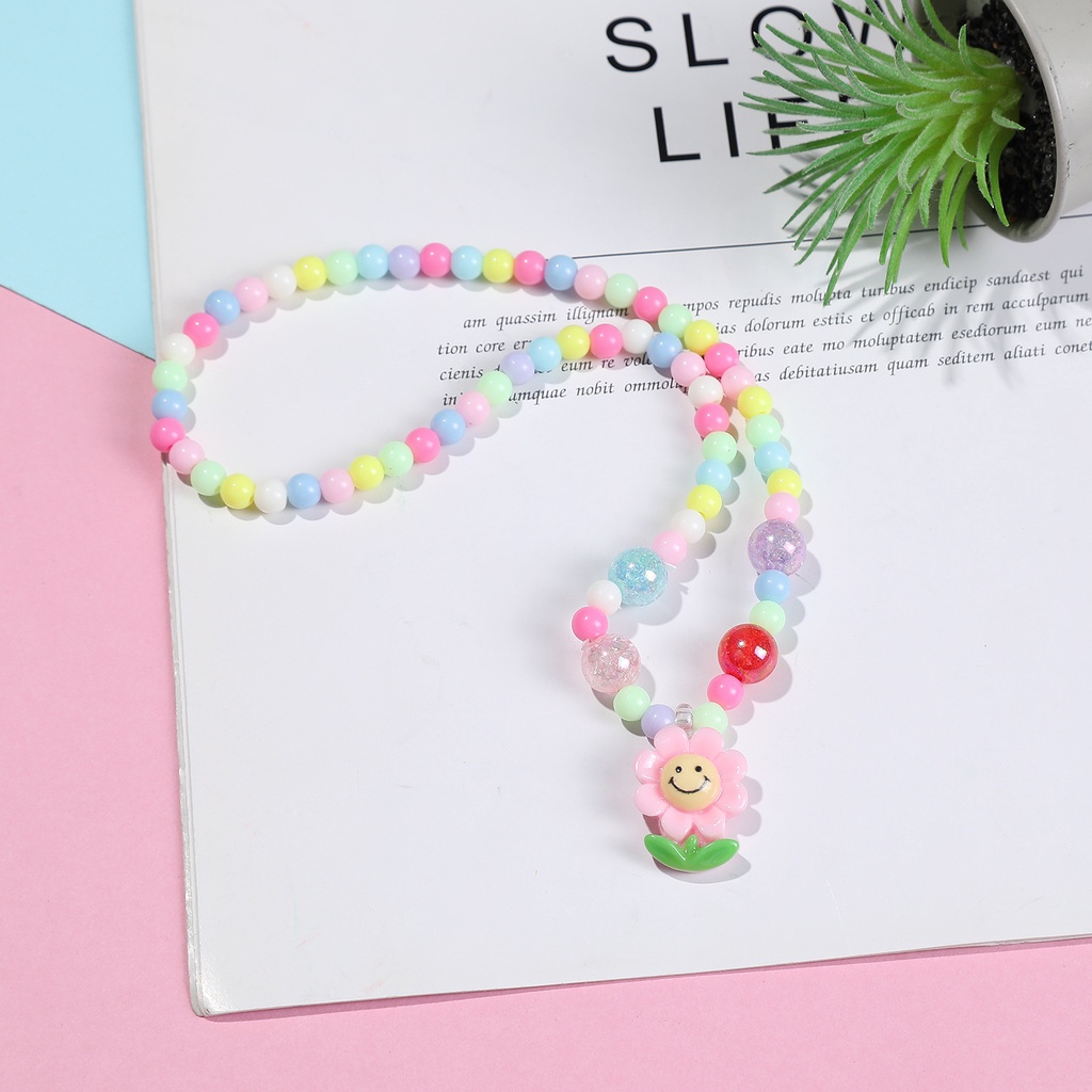 Vòng cổ Hạt Nhựa acrylic Mặt Hình Kỳ Lân Hoạt Hình Nhiều Màu Dành Cho Bé Gái