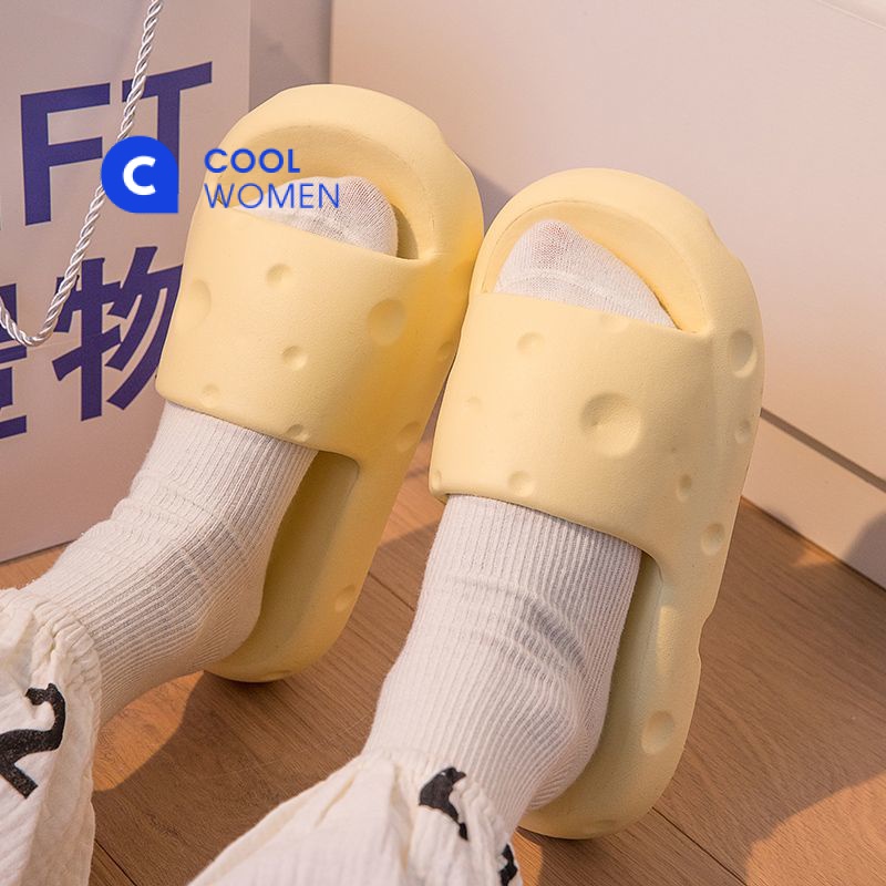 Dép Đi Trong Nhà Đế Dày Hình Phô Mai Thời Trang Mùa Hè Cho Nữ