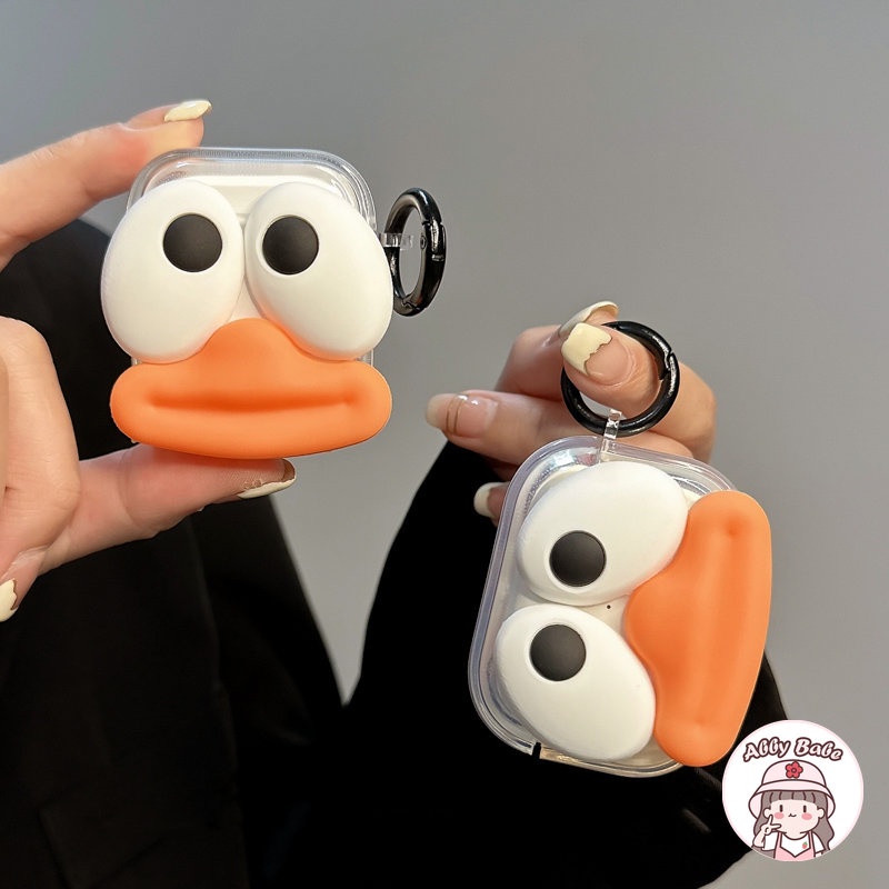 Vỏ Bảo Vệ Hộp Sạc Tai nghe không dây Airpods 1 / 2 / pro Hình Vịt Mắt To Bằng TPU Mềm Trong Suốt Kiểu Hàn Quốc