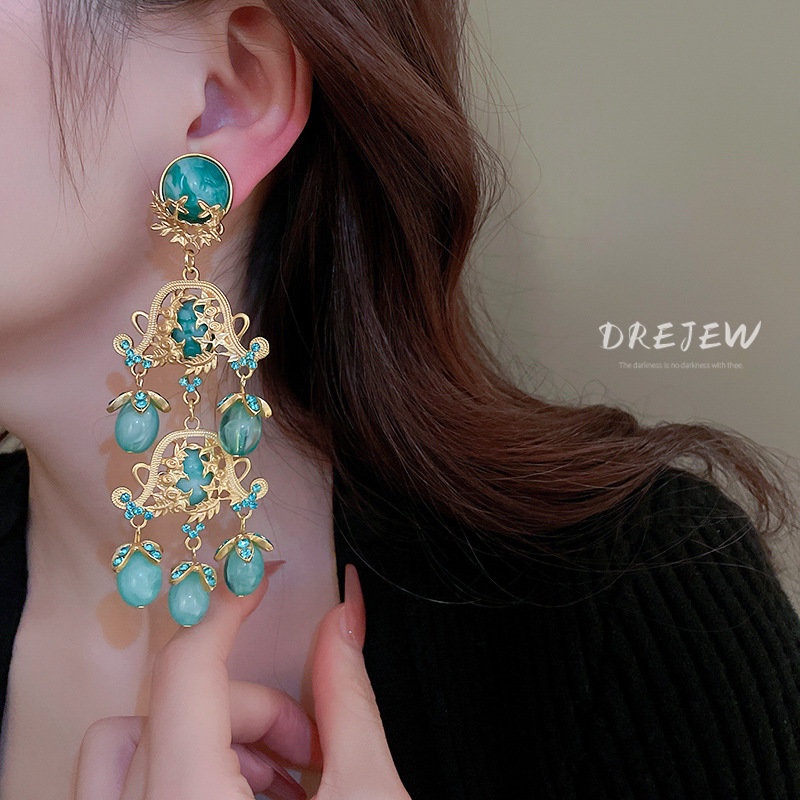 Khuyên tai DREJEW kiểu cành hoa phong cách Âu Mỹ cổ điển cho nữ