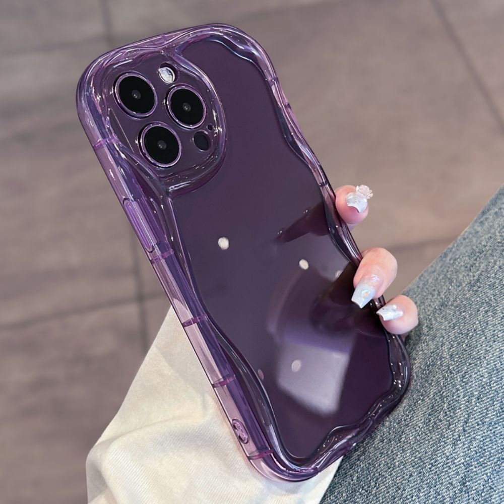 Ốp Điện Thoại TPU Mềm Trong Suốt Viền Gợn Sóng Màu Trơn Chống Sốc Cho IPhone 11 12 13 14 Pro Max XR XS Max