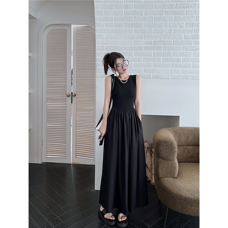 Đầm Cổ Tròn Xếp Ly Ôm Dáng Phong Cách Hàn Quốc Thời Trang Mùa Hè Hàng Mới Dành Cho Bạn Nữ