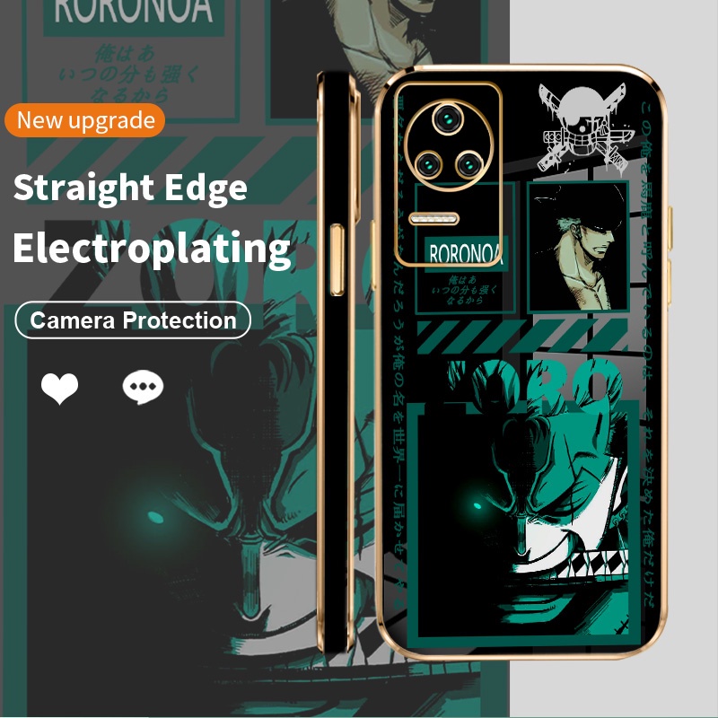 Ốp Điện Thoại Silicon Vuông Mạ Điện Hình Anime One Piece Cho Xiaomi Poco F4 F4 GT Redmi K40S K50