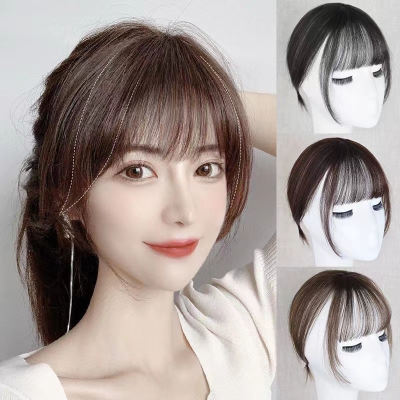 Tóc Mái Giả Nối Dài 3D Mái Ngang 2 Kẹp Bằng Sợi Tổng Hợp Chịu Nhiệt Độ Cao