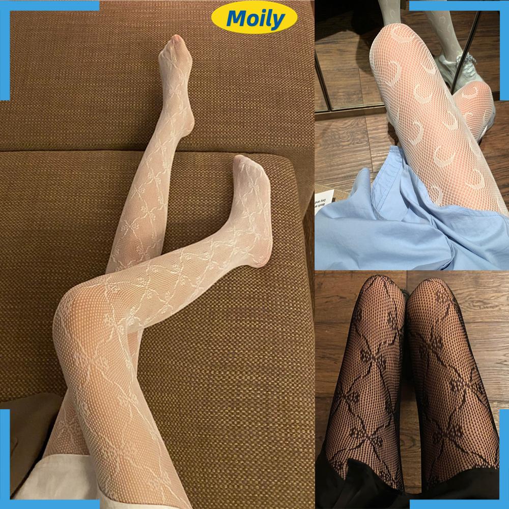 Quần tất màu trơn phối lưới thời trang retro dành cho nữ