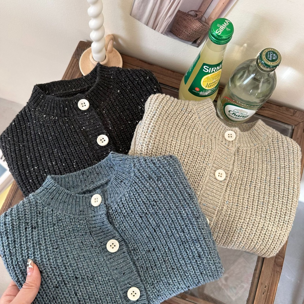 Áo Khoác Cardigan Len Dệt Kim Màu Trơn Thời Trang Mùa Xuân 2023 Mới Cho Bé
