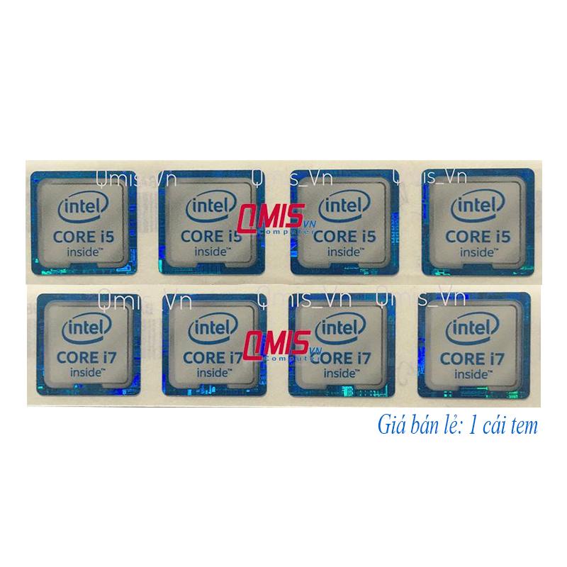 01 CÁI TEM LOGO INTEL CORE I5 I7 THẾ HỆ 6, GEN 6 - TEM CPU INTEL DÁN MÁY TÍNH PC LAPTOP - STICKER
