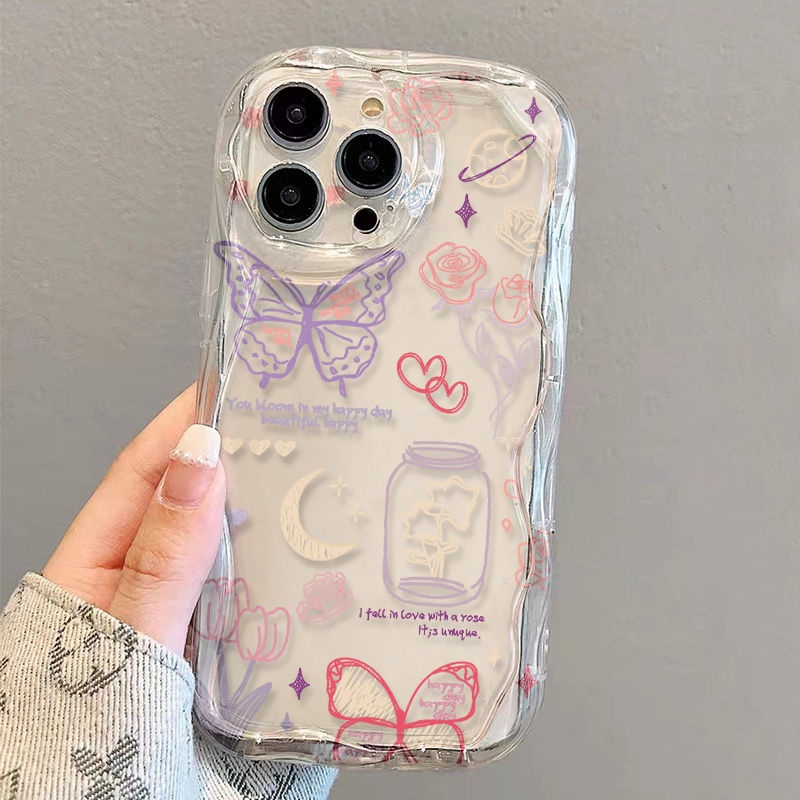 ✅Ốp Điện Thoại Mềm Trong Suốt In Hình Bướm Cho iPhone14 / 13promax 12 / 11 7 / 8p xs / xr 1Os