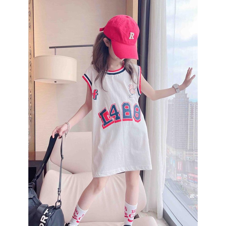 Đầm Thun Đồng Phục Thể Thao Không Tay Màu Sắc Tương Phản Thời Trang Mùa Hè Dành Cho Nữ