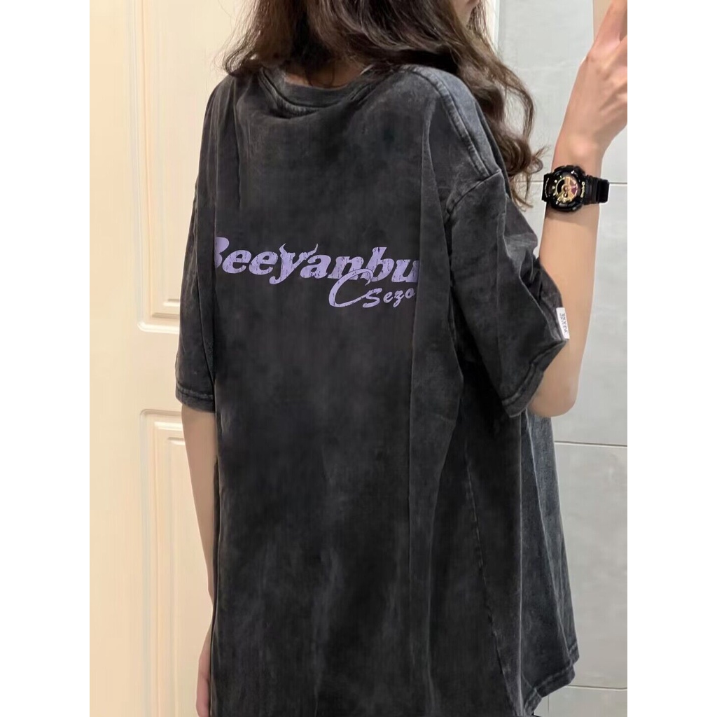 NRVP Áo Thun 100% Cotton Tay Ngắn Dáng Suông In Họa Tiết Hoạt Hình Phong Cách Hàn Quốc Cho Nữ