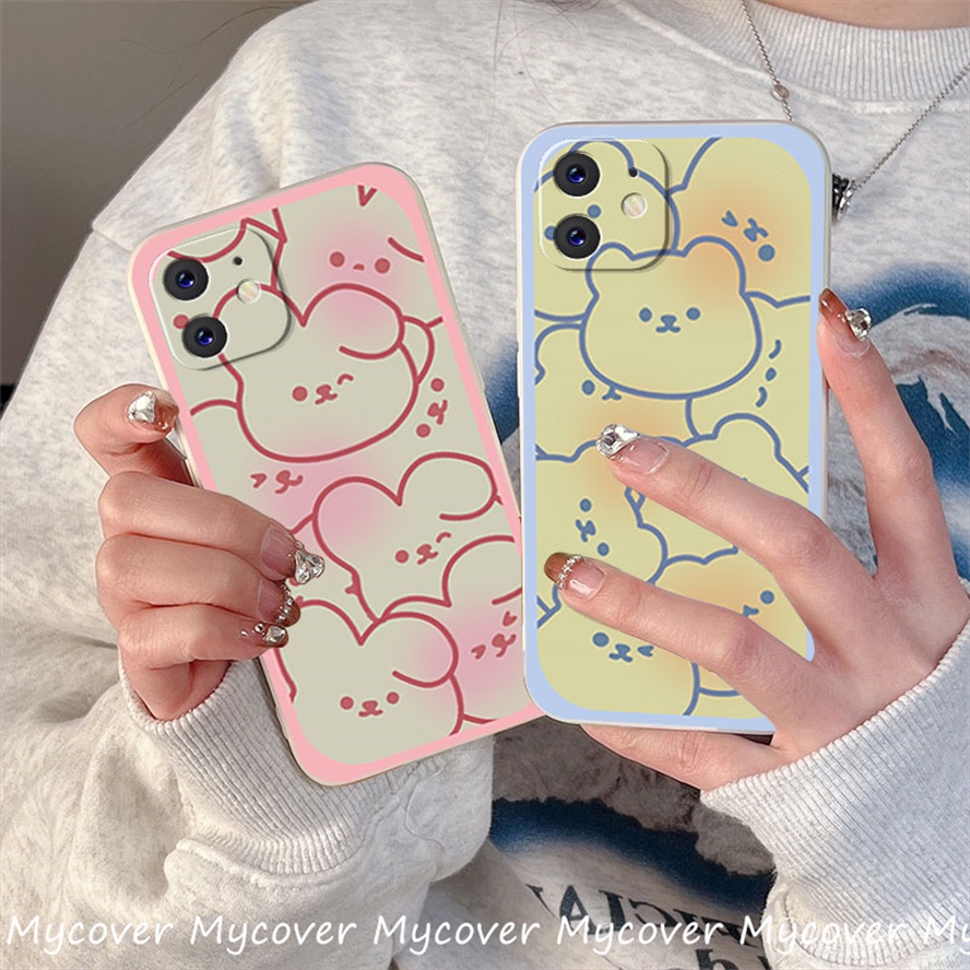 Ốp Điện Thoại Silicon Họa Tiết Thỏ / Gấu Dễ Thương Dành Cho iPhone 14 13 12 11 Pro Max X XR Xs Max 6 7 8 Plus