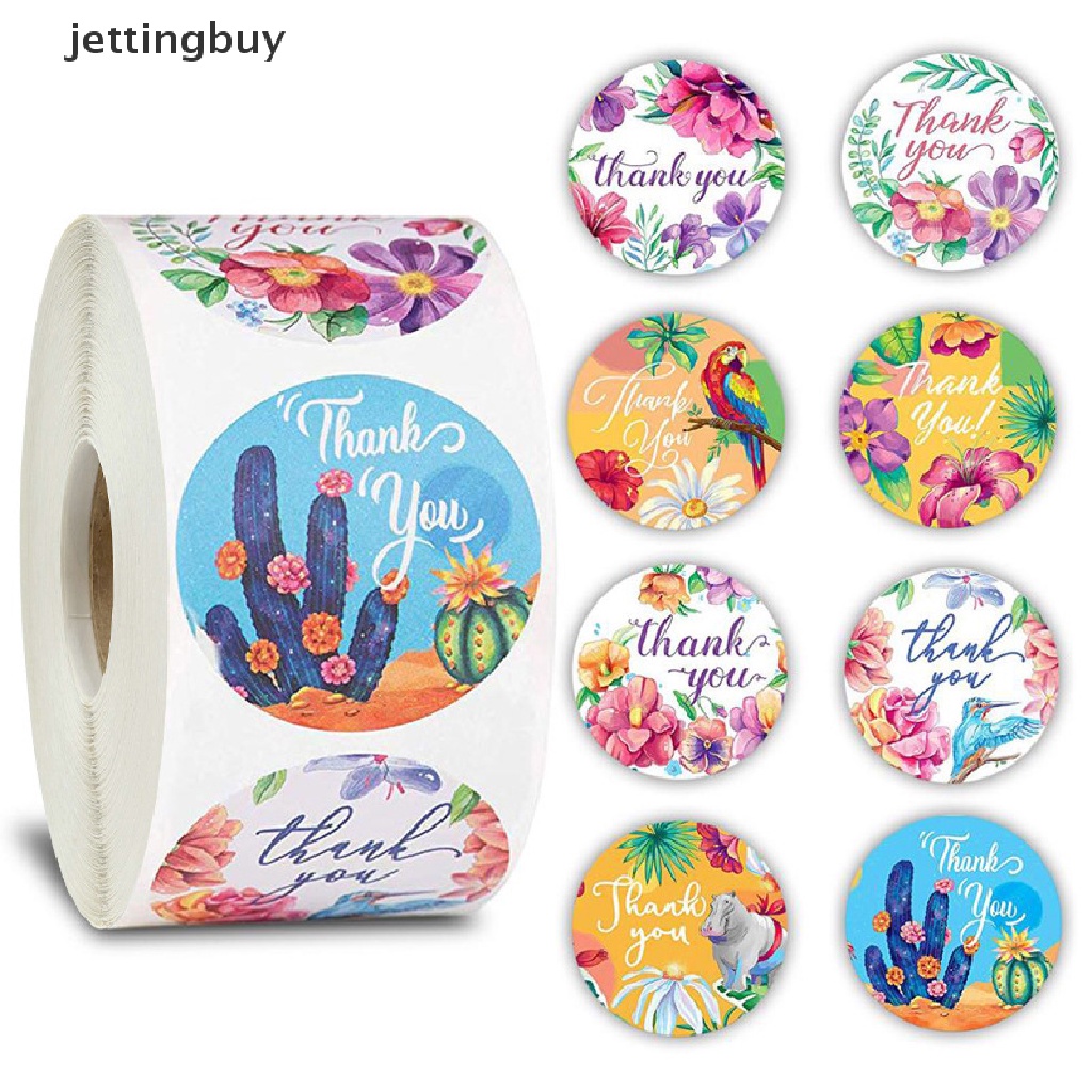 Cuộn 500 Nhãn Dán Thank You Họa Tiết Hoa Dành Cho Niêm Phong Kẹo QDD