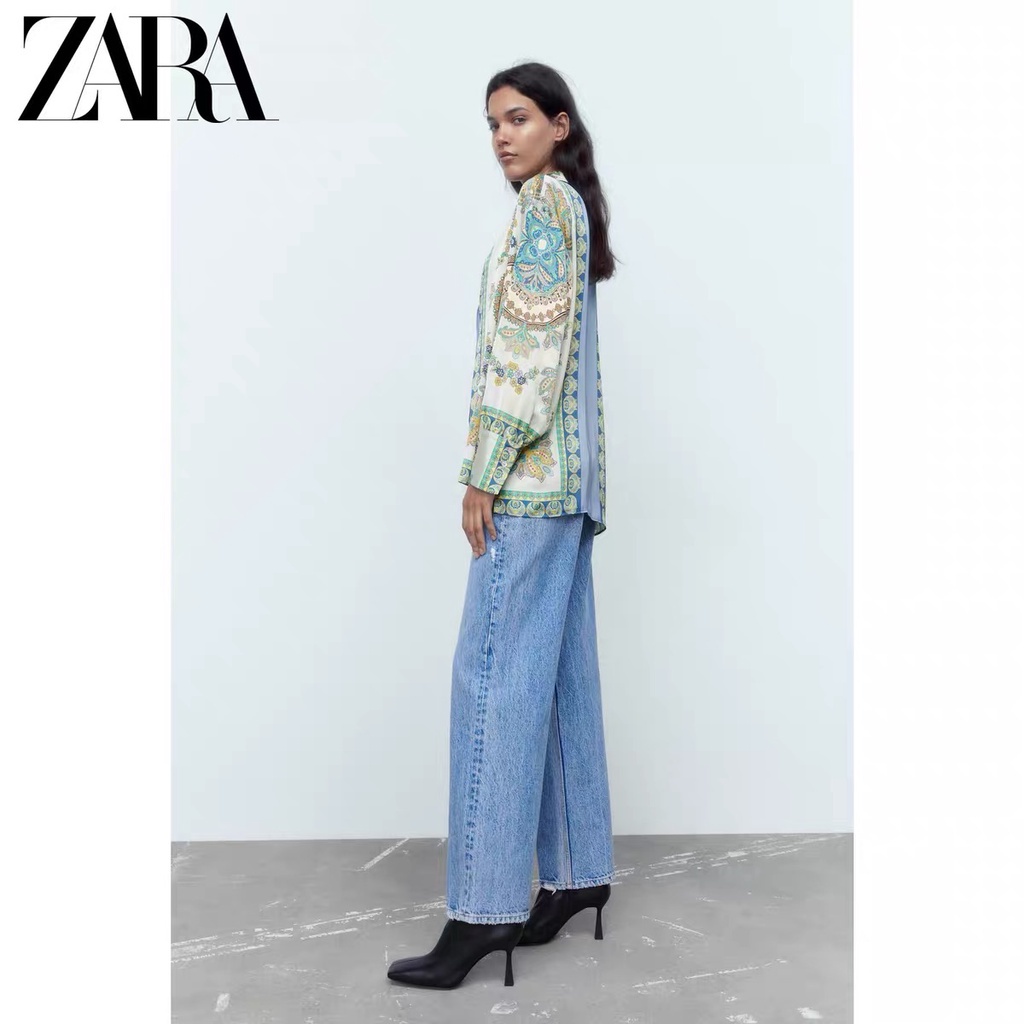Áo Sơ Mi Hiệu ZARA In Họa Tiết Cá Tính Cho Nữ