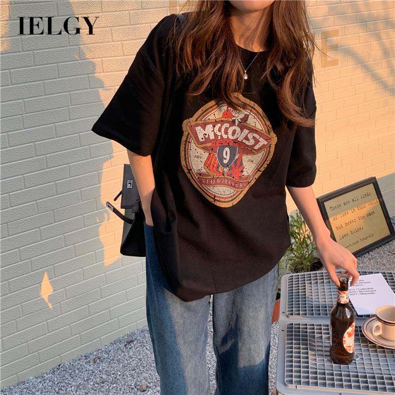 IELGY   Áo Thun Ngắn Tay Cỡ Lớn Phong Cách vintage Nhật Bản Thời Trang Mùa Hè Cho Nữ