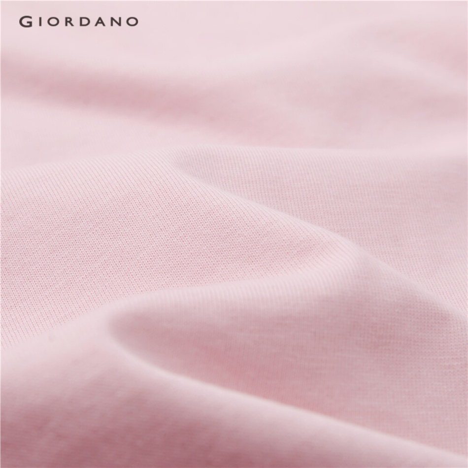 Áo thun GIORDANO 05323385 tay ngắn cổ henley màu trơn cho nữ