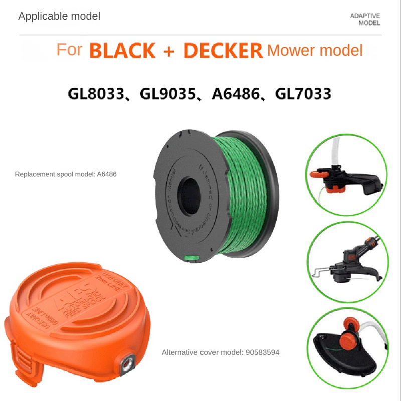 Bộ 4 Phụ Kiện Thay Thế Cho Máy Cắt Cỏ A6486 + Màu Đen90583594 Vỏ Bọc Ống Cuộn Thay Thế Cho Máy Câu Cá