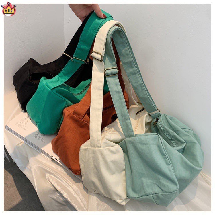 Túi Xách Canvas Màu Trơn Sức Chứa Lớn Phong Cách Hàn Quốc Dễ Phối Đồ Cho Nữ ZOEJP5