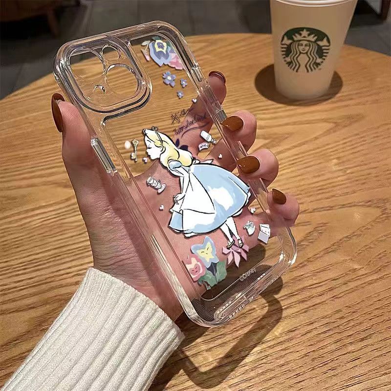 ✅Ốp Điện Thoại Mềm Màu Trong Suốt Hình Alice Cho iPhone11 14 13pro 12 x xr xsmax 7 8Plus 4Qo