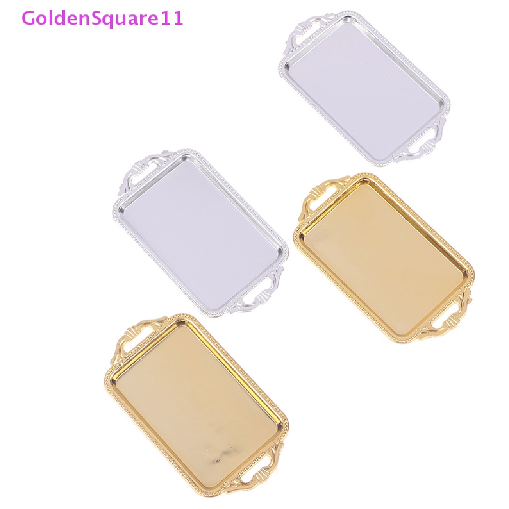 Set 2 Khay Trà Mini Bằng Nhựa Màu Vàng Dùng Trang Trí Nhà Búp Bê