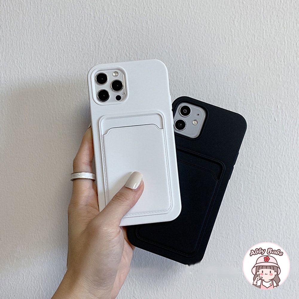 Ốp Điện Thoại Silicon Dẻo Màu Trắng Kèm Ngăn Đựng Thẻ Chống Bụi Bẩn Cho IPhone 14 Pro Max 13 12 11 Pro Max