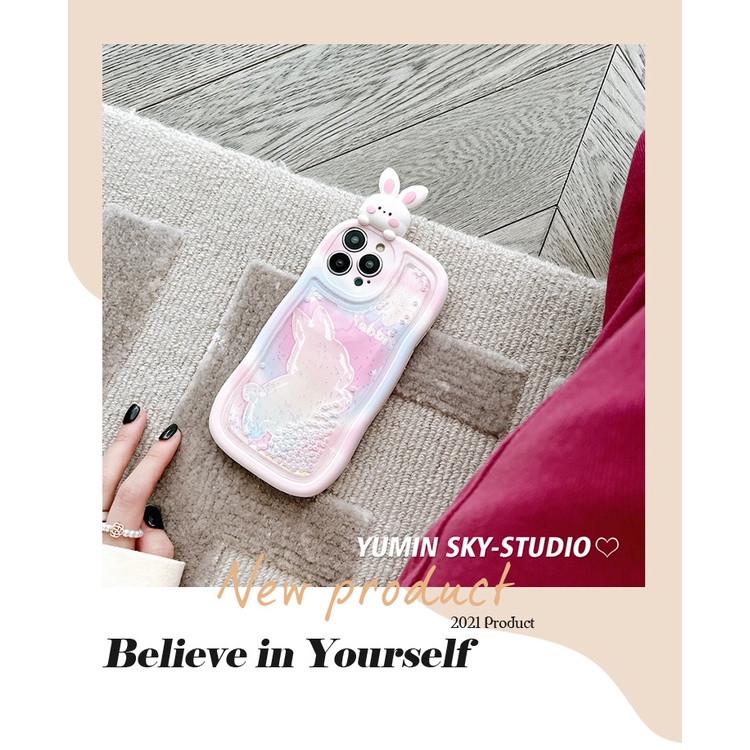 Ốp điện thoại mềm kim tuyến nước chống rơi hình thỏ thích hợp cho Iphone 14Promax 13 12 11 14pro 13Promax 13