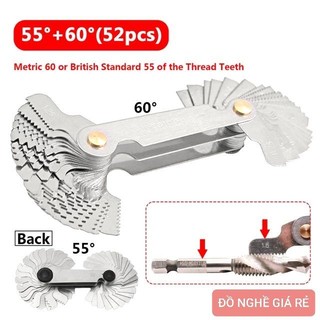 Dưỡng đo ren 52 lá - Thước đo ren dụng cụ đo bước răng mũi taro tạo ren ốc vít