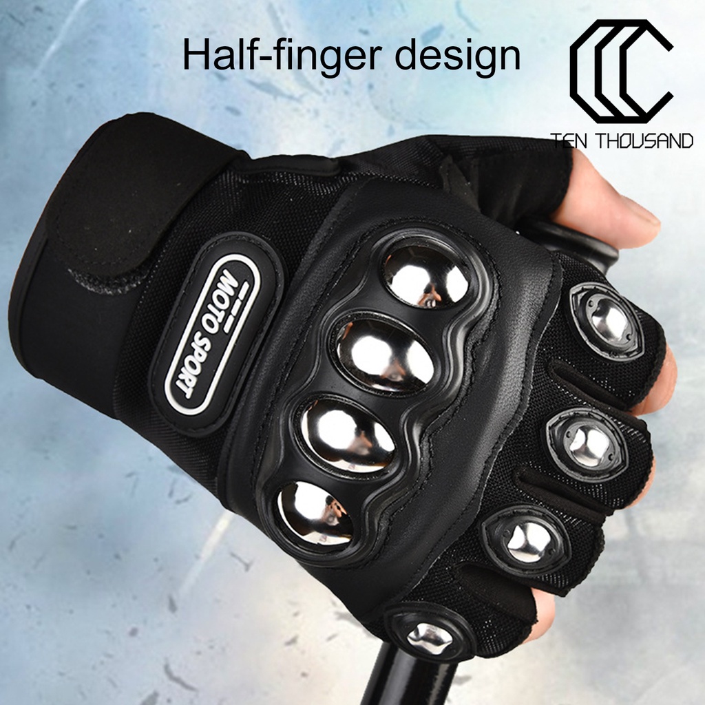 ❖1 Cặp Găng Tay Nửa Ngón Đi Xe Máy Bằng Thép Không Gỉ