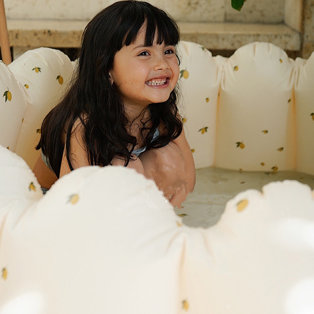 Bể bơi Bơm Hơi 90cm Bằng PVC Mềm Hình Tròn Có Hàng Rào Chắn Ngoài Trời Cho Bé Chơi