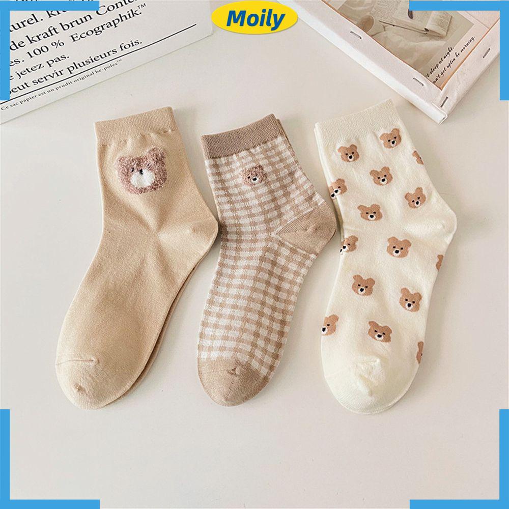 Vớ Cotton Họa Tiết Gấu Dễ Thương Phong Cách Nhật Bản Cho Nữ