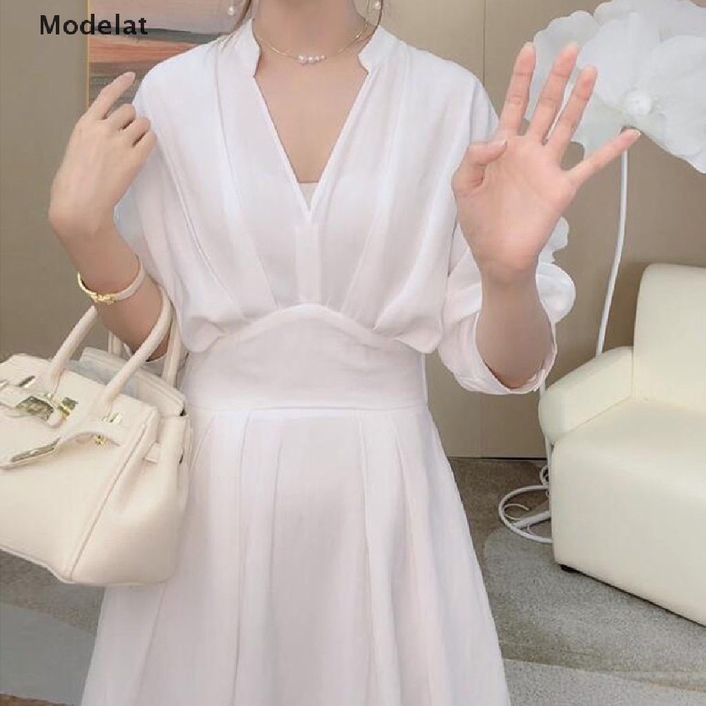 Mfc Đầm Sơ Mi Tay Lửng Cổ Chữ V Dáng Ôm Thời Trang Mùa Hè Dành Cho Nữ