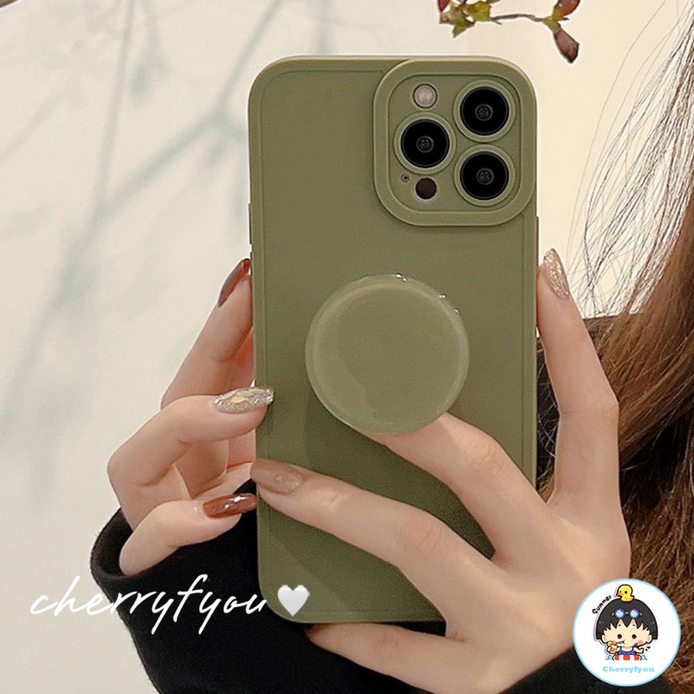 Ốp Điện Thoại Silicon Dẻo Màu Trơn Gắn Giá Đỡ Chống Trượt / Rơi Vỡ Cho IPhone 11 12 13 14 Pro Max