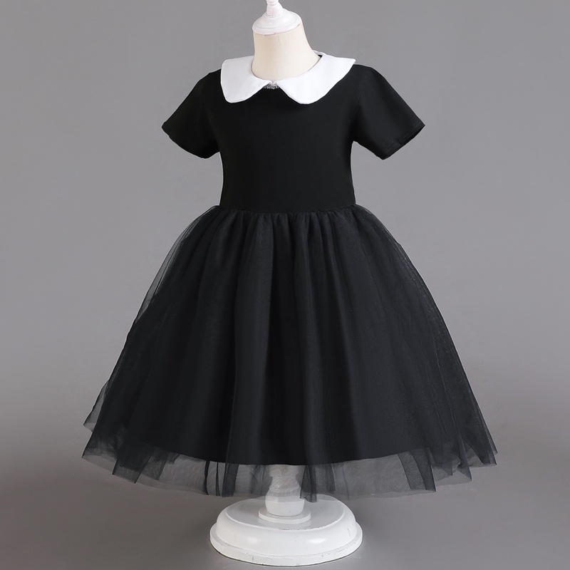 Đầm NNJXD hóa trang nhân vật Addams màu đen xinh xắn dành cho bé gái